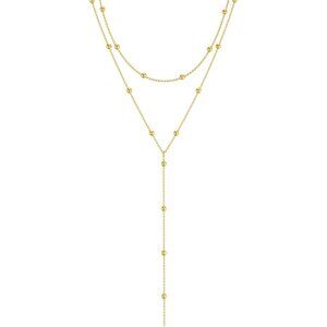Gold Layered Y Necklace for Women Dainty 20 Plus 2 Extender Elegant Jewelry